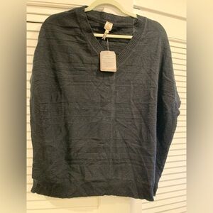 NWT QiCashmere 100%cashmere poncho style sweater minimalist casual old money M/L